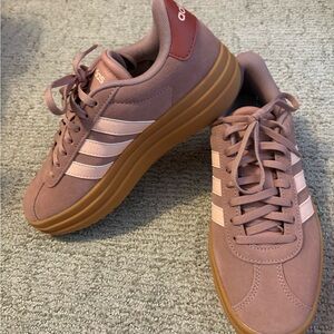 Adidas Women's Mauve and Tan Platform Sneakers